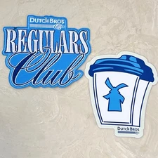 Dutch Bros Regulars Club Patch & Grand Opening Windmill Coffee Cup Sticker