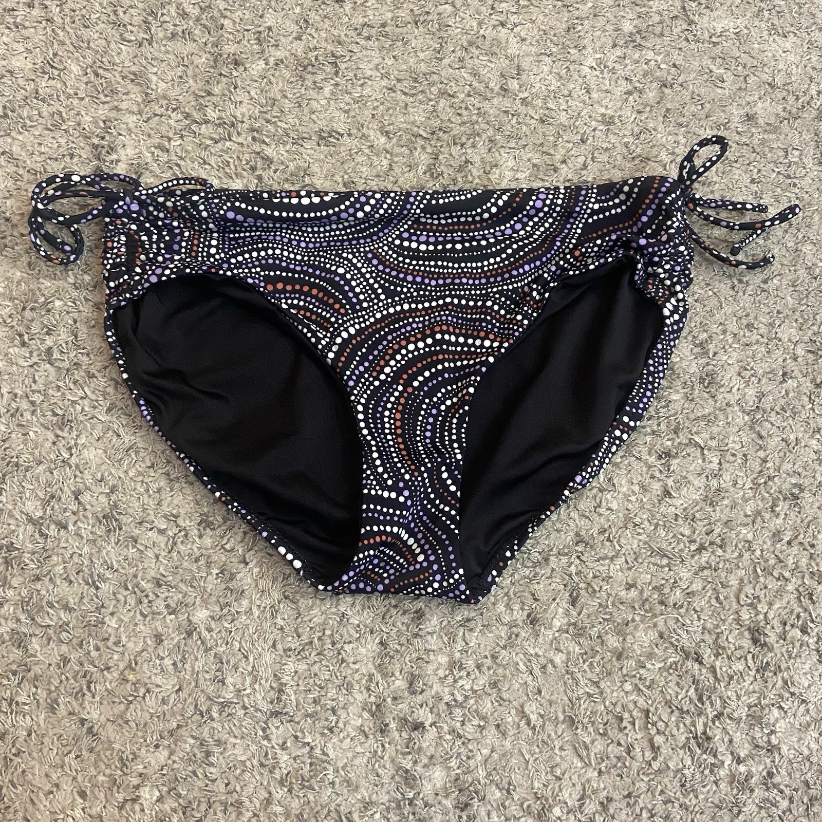 Athleta Swim Bikini Bottom Womens M Side Tie Riche Abstract Black Pattern