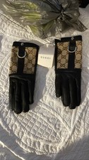 GUCCI GG Supreme Canvas Leather Buckle Gloves