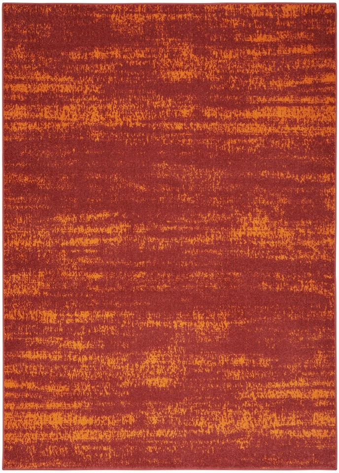 Alfombra Home Essentials interior/exterior sólida abstracta roja 4' x 6', fácil limpieza... Foto 4 de 4