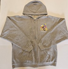 Hanes Walt Disney World Mickey Mouse Gray Full Zip Jacket Hoodie Sweater Size XL