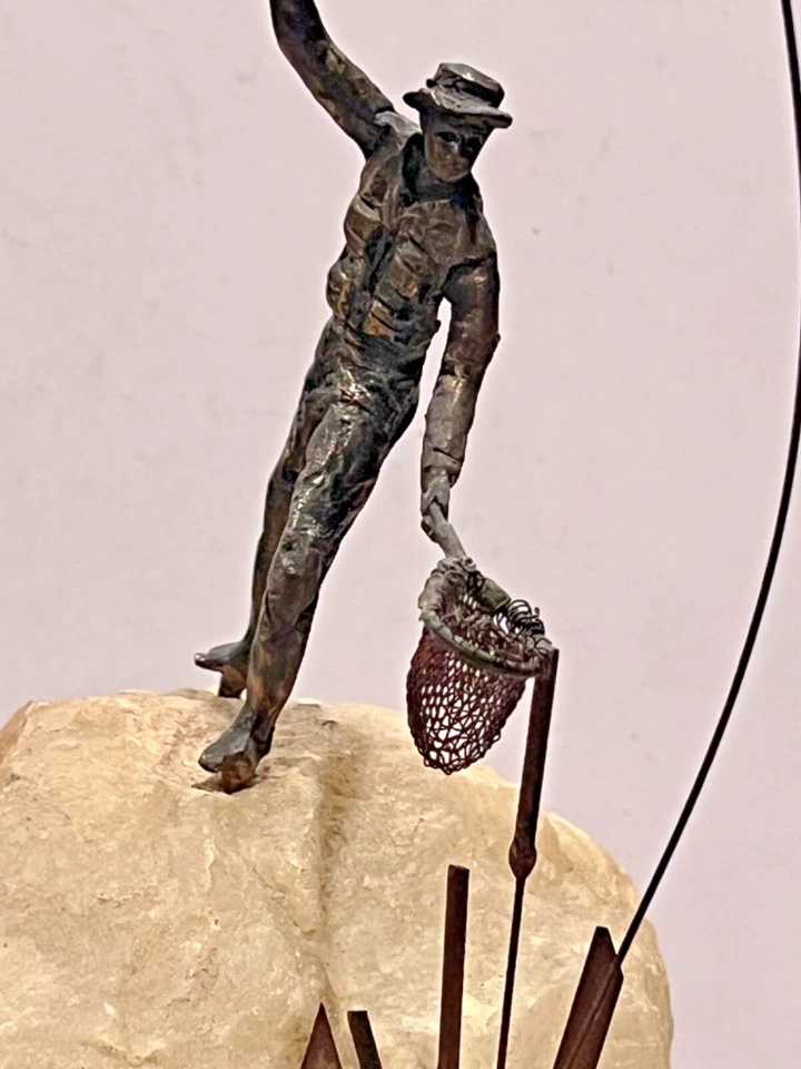 Escultura de pescador vintage de Curtis Jere firmada 1979 Foto 4 de 4