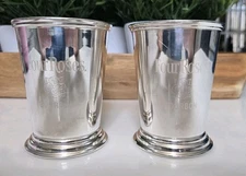 Two (2) Silver Plated  Four Roses Bourbon Whiskey Mint Julep Cups 4"