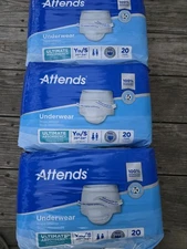 Attends Youth Small Ultimate Absorbency Underwear Lot of 3 Packs 20ct Each