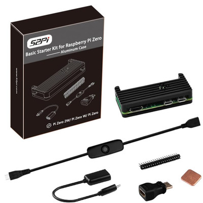 Gehäuse Kit für Raspberry Pi Zero 2 W Aluminium Case GPIO Kühlkörper HDMI Kabel