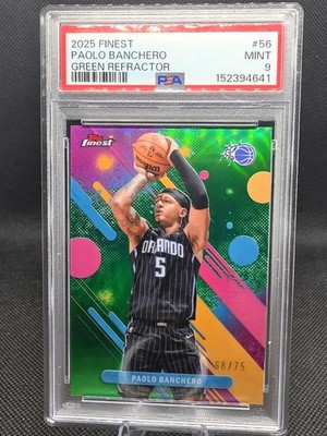 2025-26 Topps Finest Paolo Banchero Green Refractor /75 #56 PSA 9 Magic