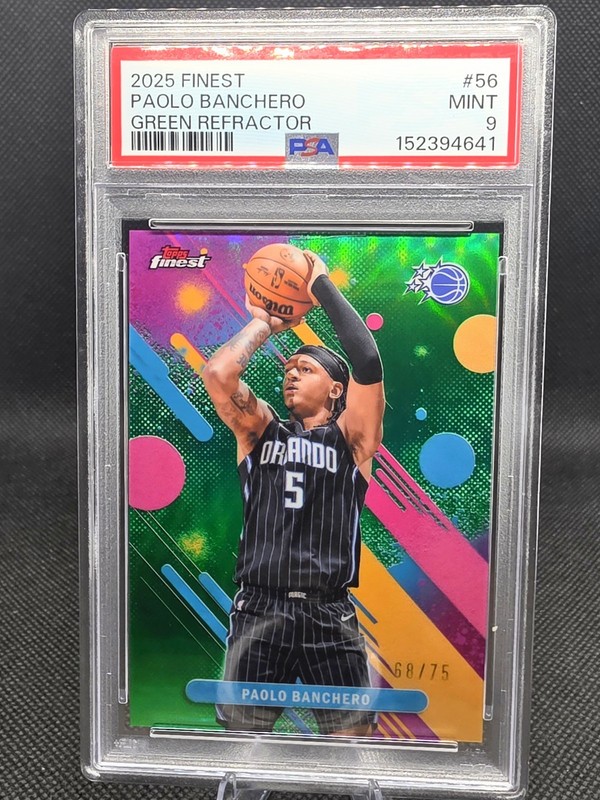 2025-26 Topps Finest Paolo Banchero Green Refractor /75 #56 PSA 9 Magic