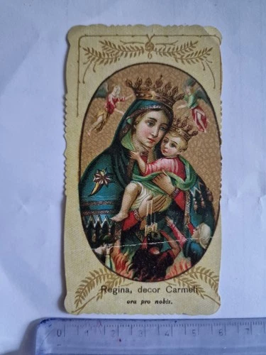Santino Holy Card Die Cut Queen Carmel Decor 1906 PG577 °
