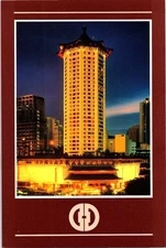 Dynasty Hotel Night View Singapore Continental Chrome Postcard