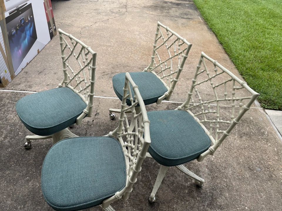 Juego de 4 sillas de comedor/cocina Phyliss Kessler bambú aluminio fundido ¡IMPECABLES! Foto 3 de 4