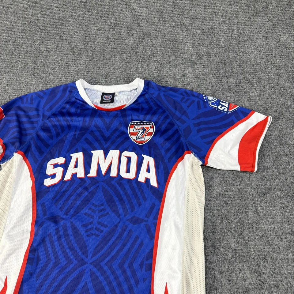 Самоа регби Джерси мужской большой синий белый США семерки национальной команды номер 7 - Изображение 2 из 4