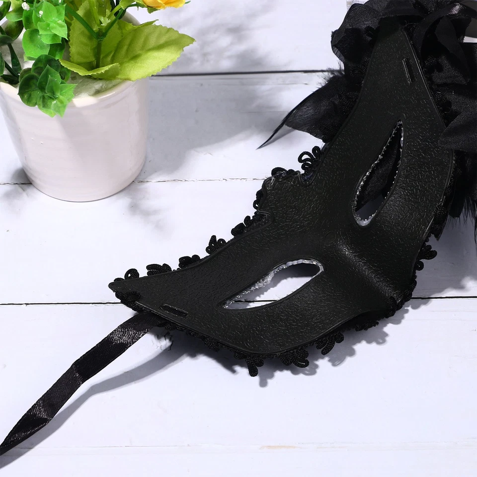 Máscaras de encaje para mujer 1920s pluma veneciana máscara para fiesta de Halloween Foto 4 de 4