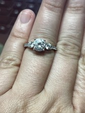 Three Stone Cubic Zirconia Sterling Silver Ring 925 Stamped Size 5