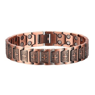 100% Pure Copper Energy Chain Bracelet Magnets Cross Crucifix Therapy Health
