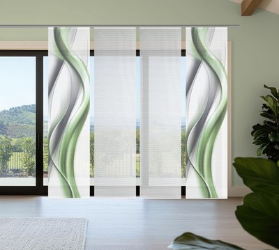 VISION S Schiebevorhänge Set 4er CARA, halbtransparent, Höhe 260 cm, grün