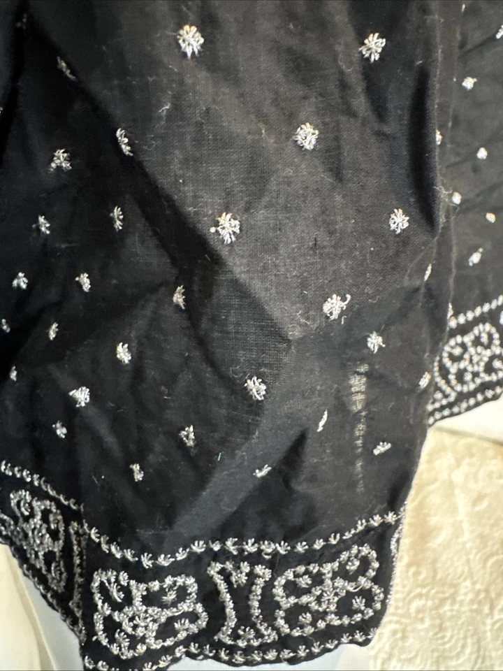 Urban Outfitters ecoté Mid Rise Mini Shorts Size M Black With Silver - Image 3 of 4