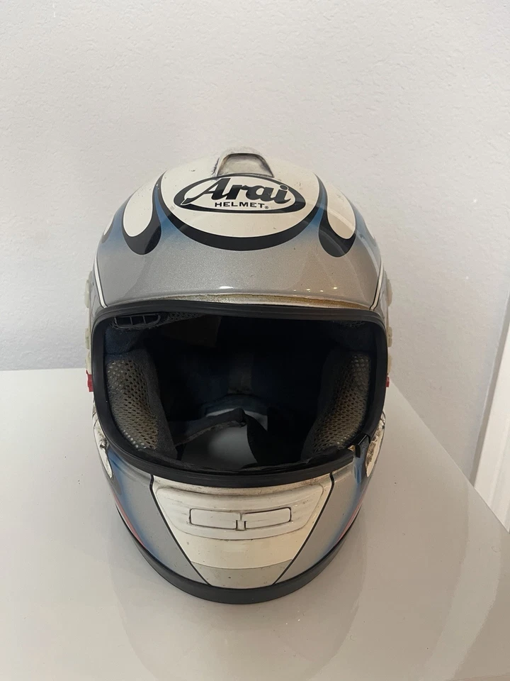 Arai Quantum/f Motorcycle Helmet Nakagami Haga 2000 Blue Flames - Image 2 of 4