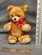 Steiff 0230/28 Petsy Jointed 11  Teddy Bear Plush Red Bow German Stuffed