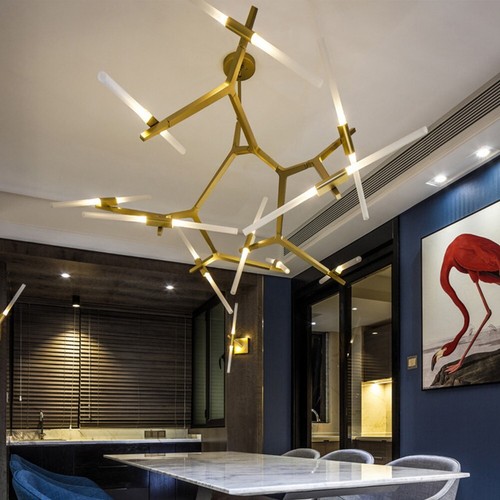 20-Light DIY Chandelier Ceiling Light Gold Finish Fixture Sputnik Pendant Lamps - Picture 8 of 15