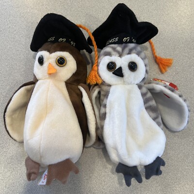 Ty Beanie Baby Babies RETIRED Lot of 2 - Wise 98  Errors & Wiser 99   The Owls