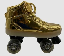 Chicago Skates Kid's Unisex Gold Pulse LED Light Up Quad Roller Skates Size 4