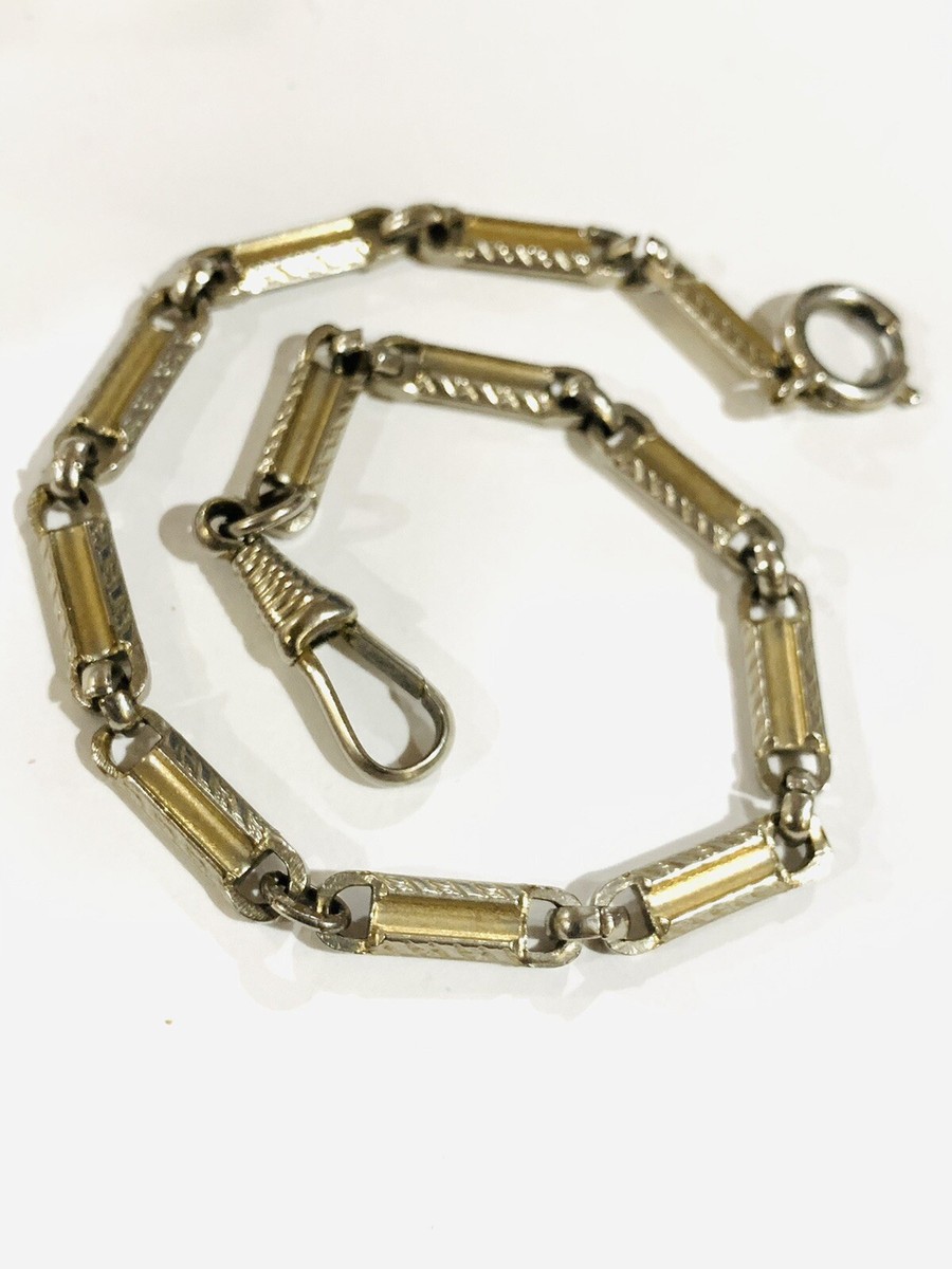 Vintage Signed Germany Watch Fob Chain - Fancy Metal Link Chain - 10.5” View 2