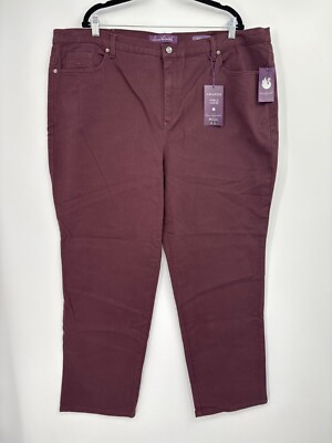 Gloria Vanderbilt Amanda Classic Rise Tapered Leg  Jean Burgundy Wine Sz 24W NEW