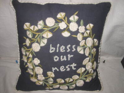 Pier One Embroidered  ''Bless Our Nest'' Throw Pillow 13'' x 13''