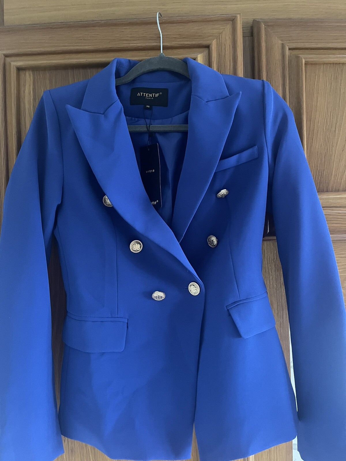 Ladies Attentif Blazer Womens Jacket Blue Smart Casual Suit Top Size 36
