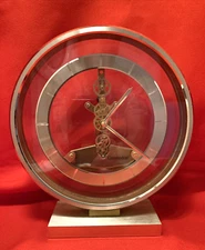 VINTAGE COMMODORE KOREA Mantel Desk Clock Analog Quartz Skeleton  Working 8 1/2"