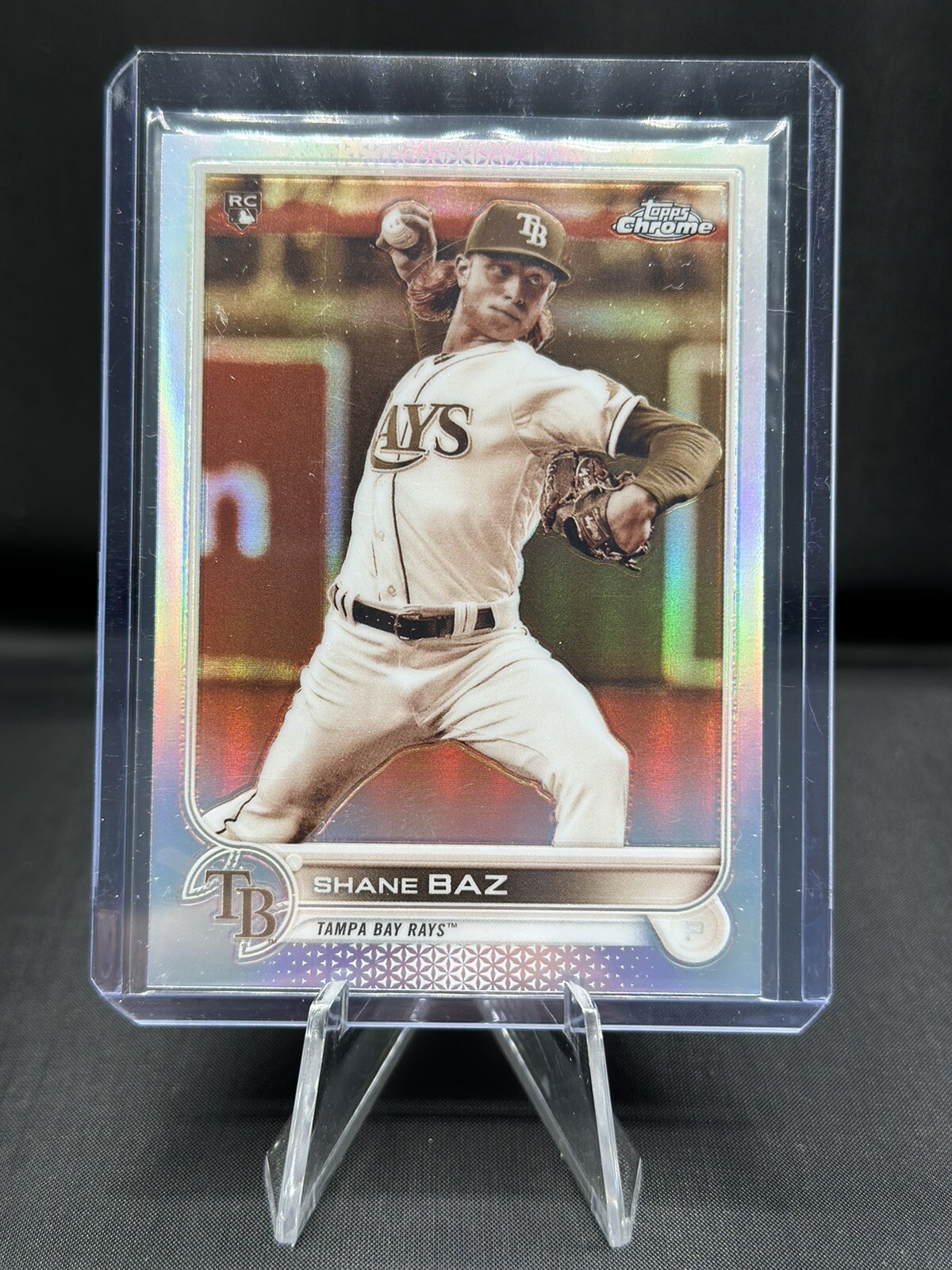 2022 Topps Chrome Shane Baz #201 RC Sepia Refractor - TAMPA BAY RAYS
