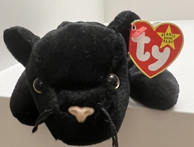 Original Ty Beanie Baby ''VELVET'' Black Panther 1995 4th/4th Gen Tags PVC NWMT