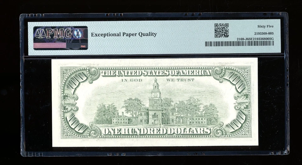 DBR 1981 $100 Kansas City Gem Fr. 2169-J PMG 65 EPQ Serial J03475007A - Image 2 of 2