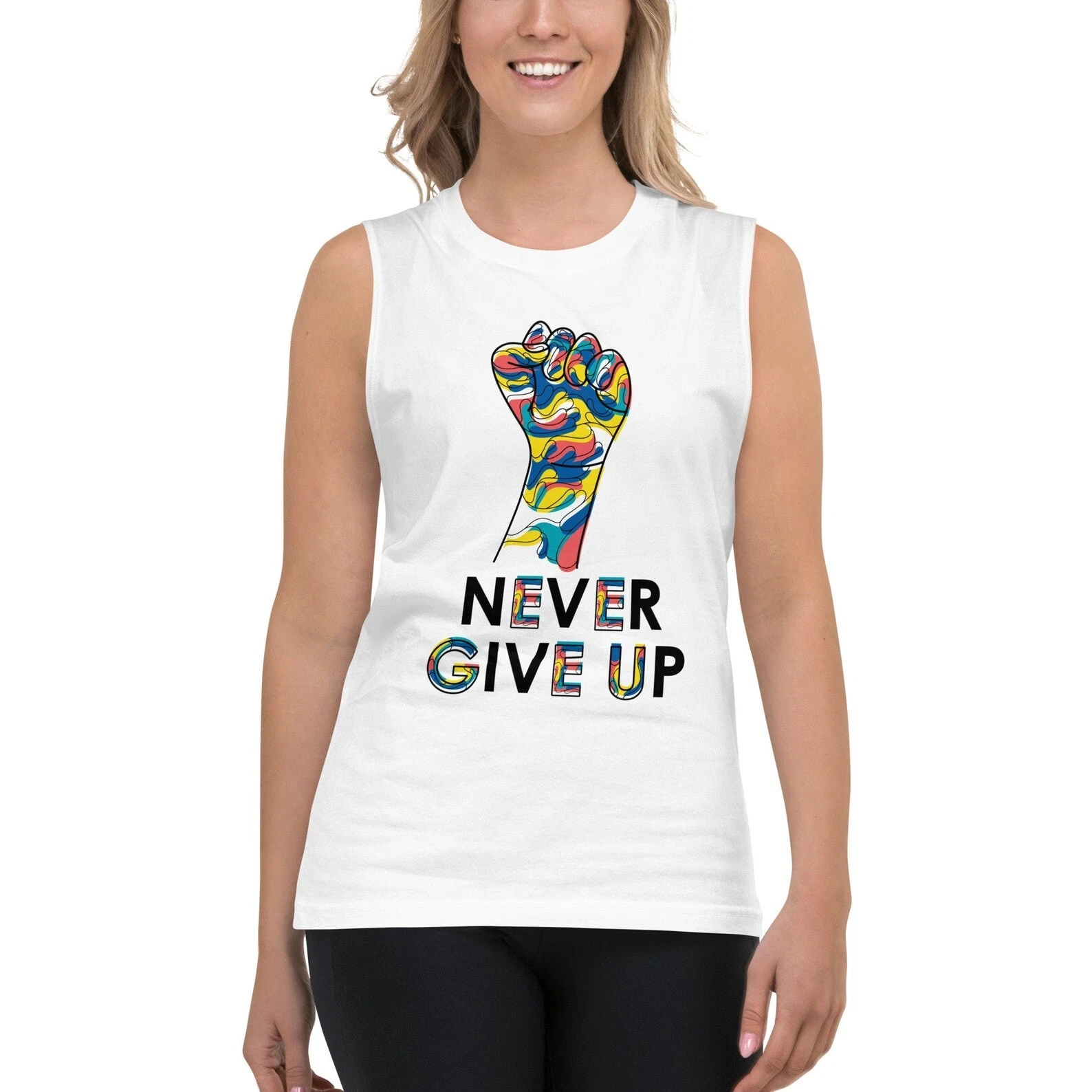 Never Give Up Unisex Muscle Shirt, Athletic Tank Top, Sports Wear Sleeveless Men
