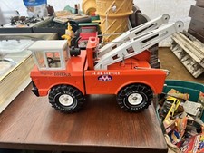 Vintage classic Orange Mighty Tonka Tow Truck Double Boom Wrecker c1973 18.5 L