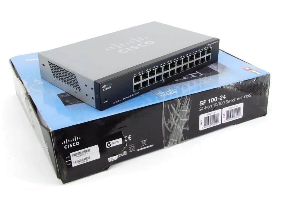 Cisco SF 100-24 Switch 24 Ports 10/100 Mbps QoS Montage Rack 19" SR224T-EU Neuf - Photo 1/1