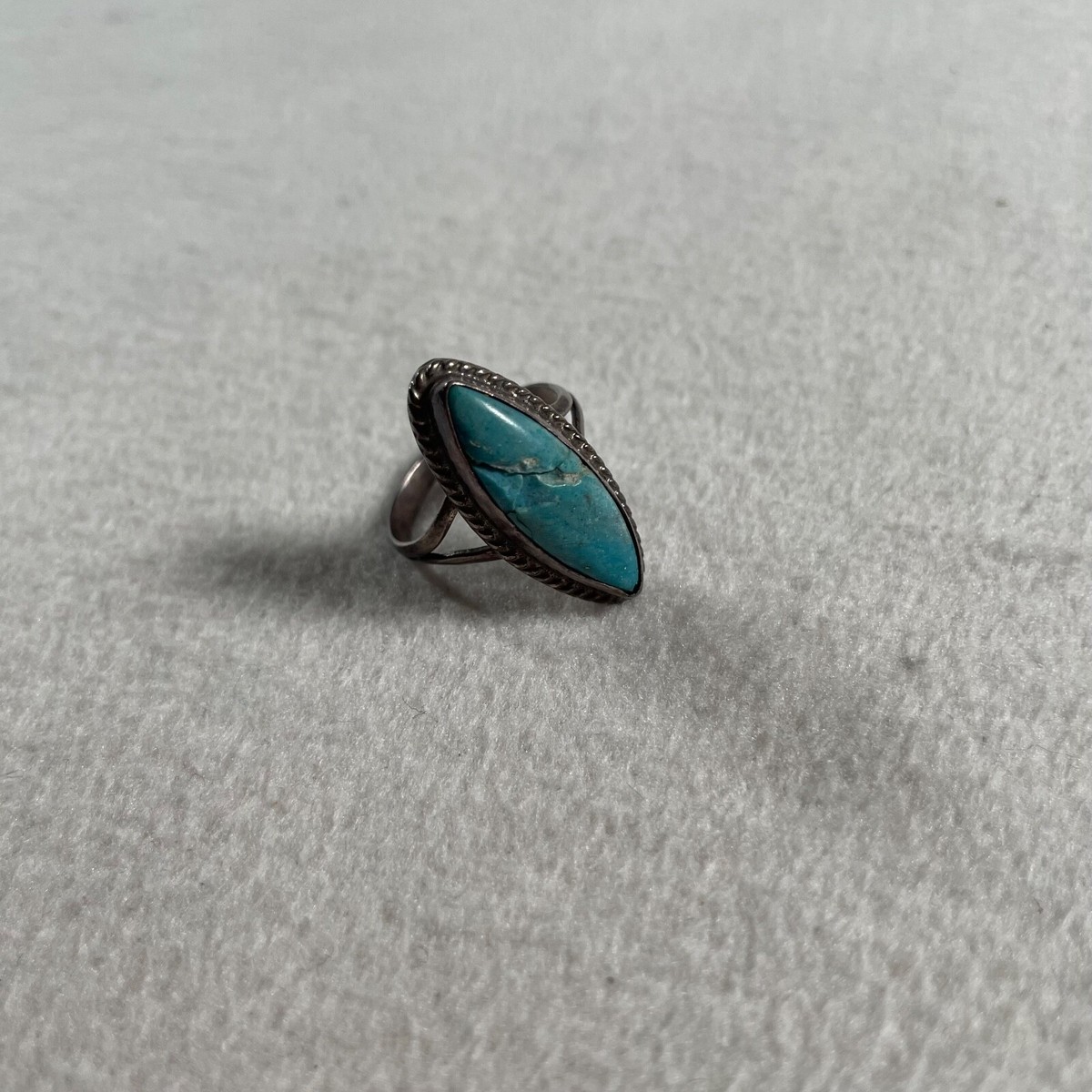 Navajo Ring Turquoise Fred Harvey Era Sterling Oval Handmade