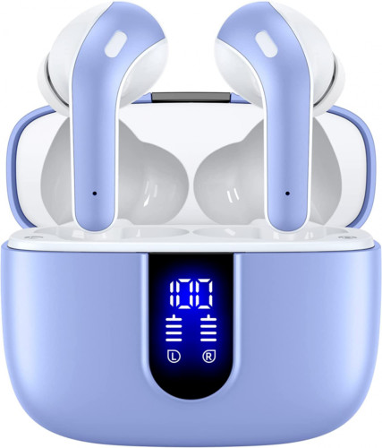 TAGRY X08 Bluetooth Headphones True Wireless Earbuds 60H Playback LED (Purple)