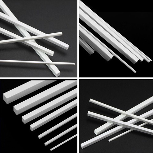 250mm White ABS Styrene Plastic Strip Tube Bar Rods Square Rod 0.5mm-10mm - Picture 5 of 9