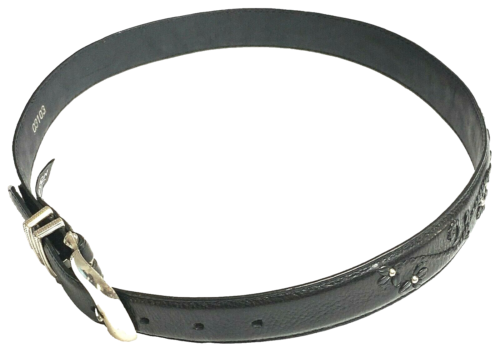 Cintura da donna nera borchie floreali in pelle con accenti taglia 30 - Foto 1 di 6