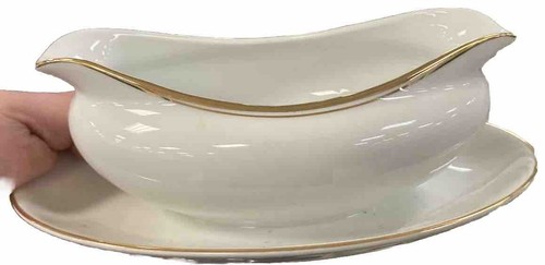 Sheffield Fine China Japan REGENCY GOLD Gravy Boat w/ TRAY,RGC-14, IN BOX,1985 - Picture 2 of 2