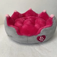 American Girl Doll Pet Bed Royal Dreams Princess Crown Sparkle Pink Gray Plush