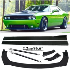 Front Bumper Lip Spoiler Splitter Glossy Black Extension For Dodge Challenger S