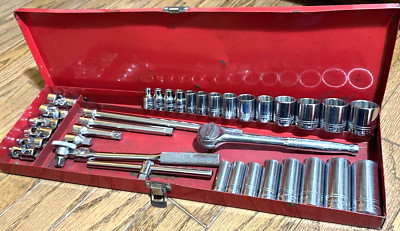   Williams Tools 3/8 Socket Set General Service Extension Breaker Bar Lot Box