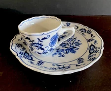 Blue Danube China ~ Snack Plate 8 1/2" and Tea Cup ~ 2 Sets ~ Ribbon Mark