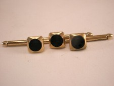 5/16" Black Squares Formal Vintage SWANK Shirt Studs set groom prom tuxedo b337