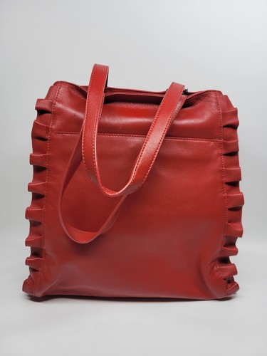 Borsa a mano Badgley Mischka Belle borsa a mano in pelle rossa con volant borsa a tracolla nuova con etichette - Foto 2 di 8