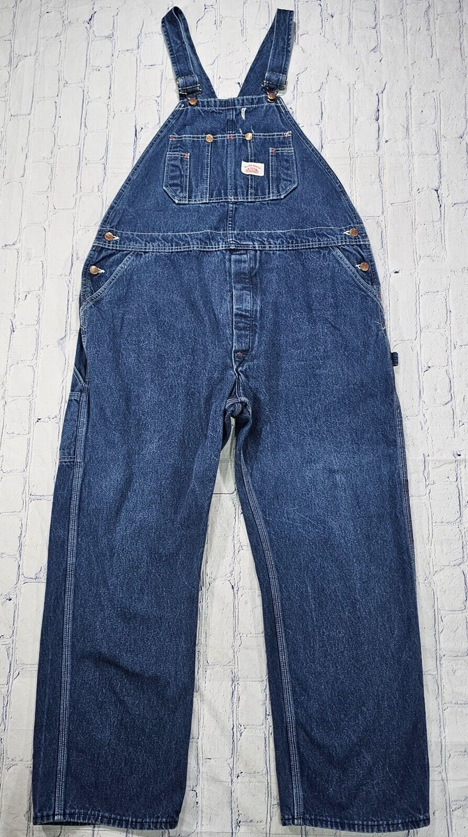 Round House MENS SIZE 42X30 Denim Overalls Blue VINTAGE 90s Made