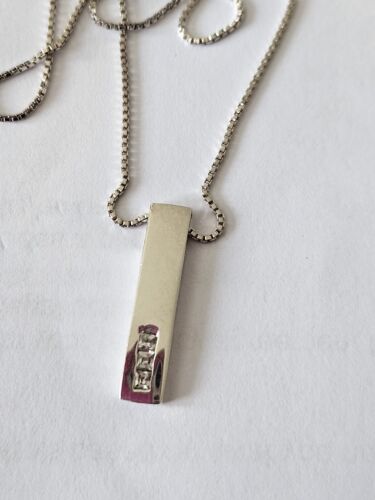 Fine 925 Silver CZ Bar Pendant Chain  Necklace Gift - Afbeelding 1 van 4