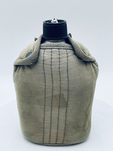 Vintage US Military Army Metal Aluminium Canteen & Green Cover PROP